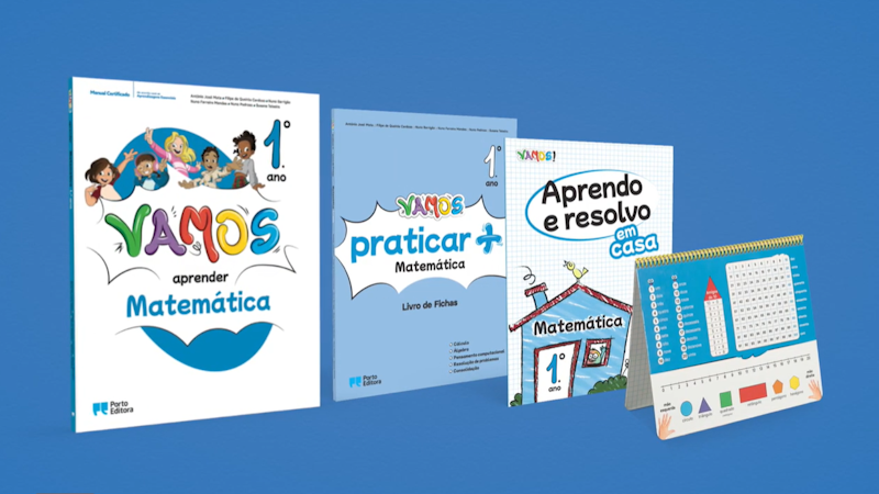 Capa de Matemática — Vamos 1.º ano + Fichas + Caderno de Estudo em Casa
